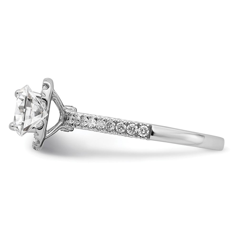 14k White Gold 1 carat Lab Grown Diamond VS/SI+ G+ Complete Round Halo Engagement Ring