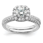 14k White Gold 1 carat Lab Grown Diamond VS/SI+ G+ Complete Round Halo Engagement Ring