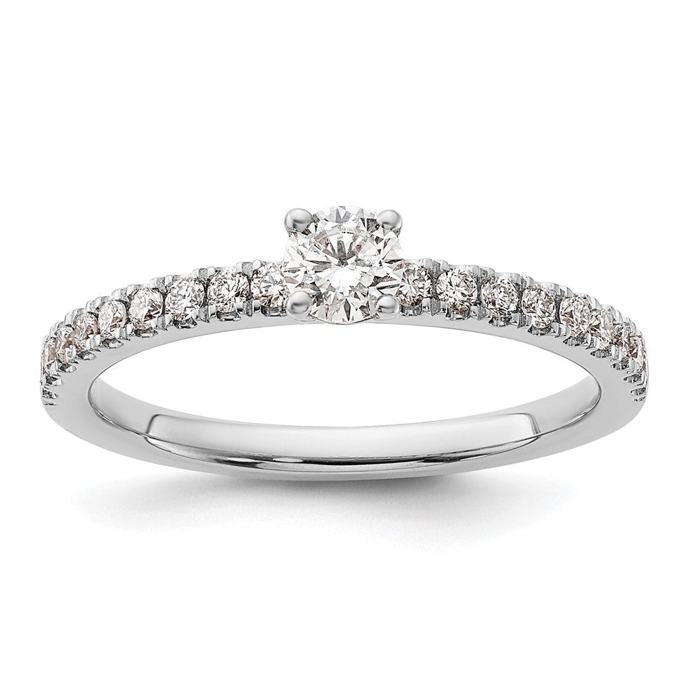 14k White Gold 1/2 carat Lab Grown Diamond VS/SI+ G+ Complete Round Engagement Ring
