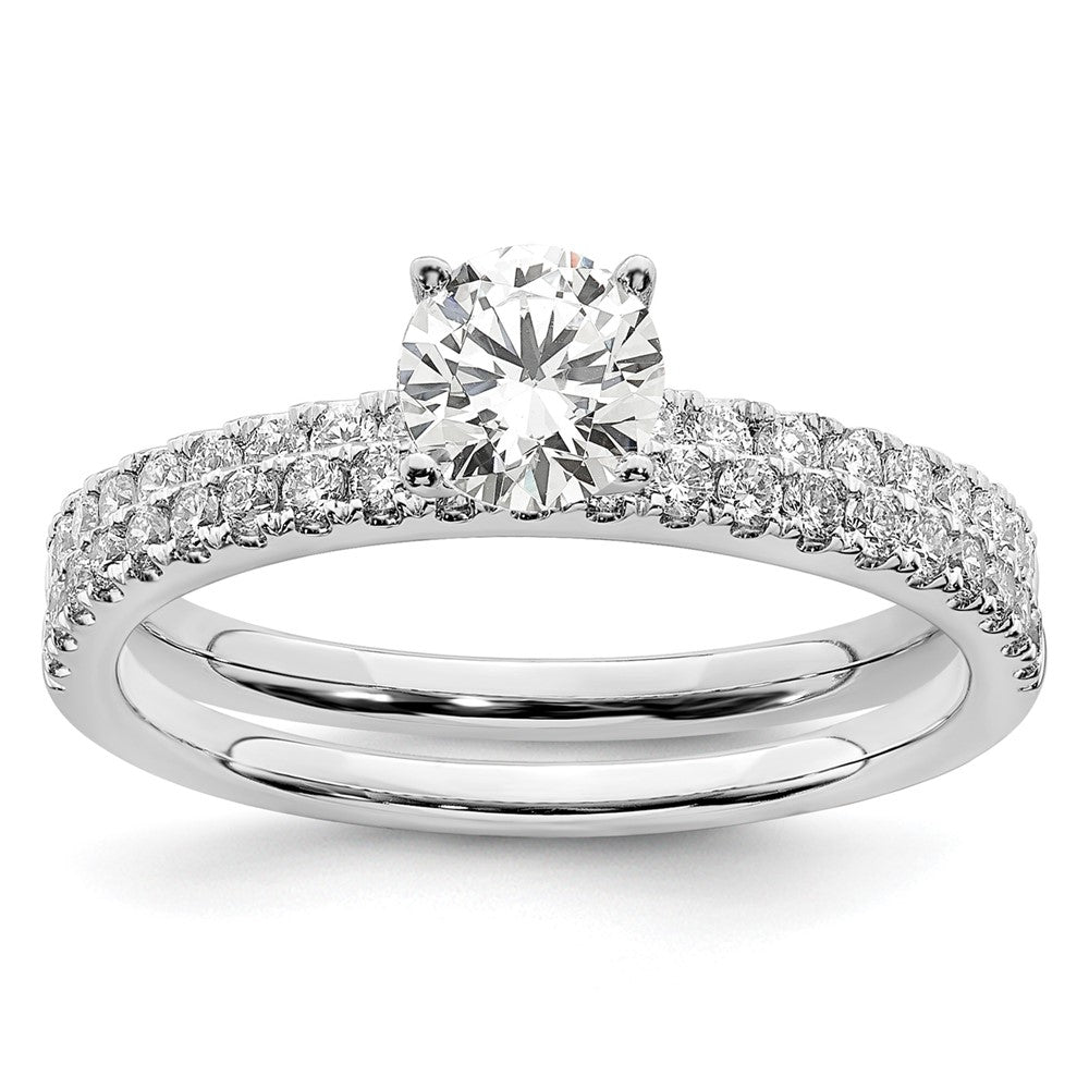 14k White Gold 1 carat Lab Grown Diamond VS/SI+ G+ Complete Round Engagement Ring