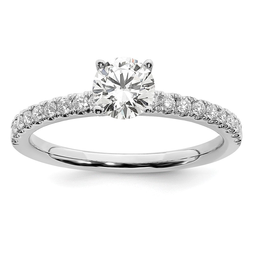 14k White Gold 1 carat Lab Grown Diamond VS/SI+ G+ Complete Round Engagement Ring