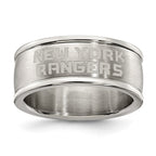 NEW YORK RANGERS STAINLESS STEEL LOGO BAND RING SIZE 7