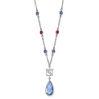 NHL New York Rangers Silver-tone Blue & Red Crystal w/ 3in ext Necklace