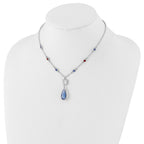 NHL New York Rangers Silver-tone Blue & Red Crystal w/ 3in ext Necklace