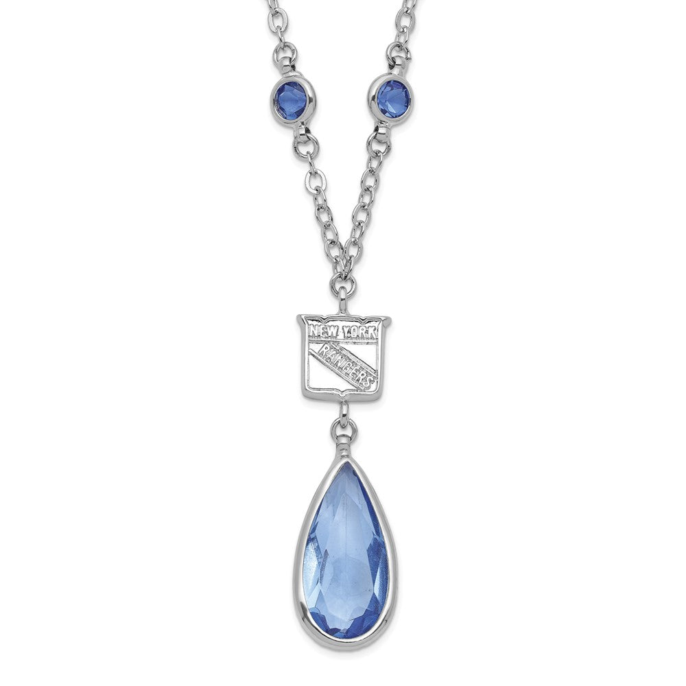 NHL New York Rangers Silver-tone Blue & Red Crystal w/ 3in ext Necklace