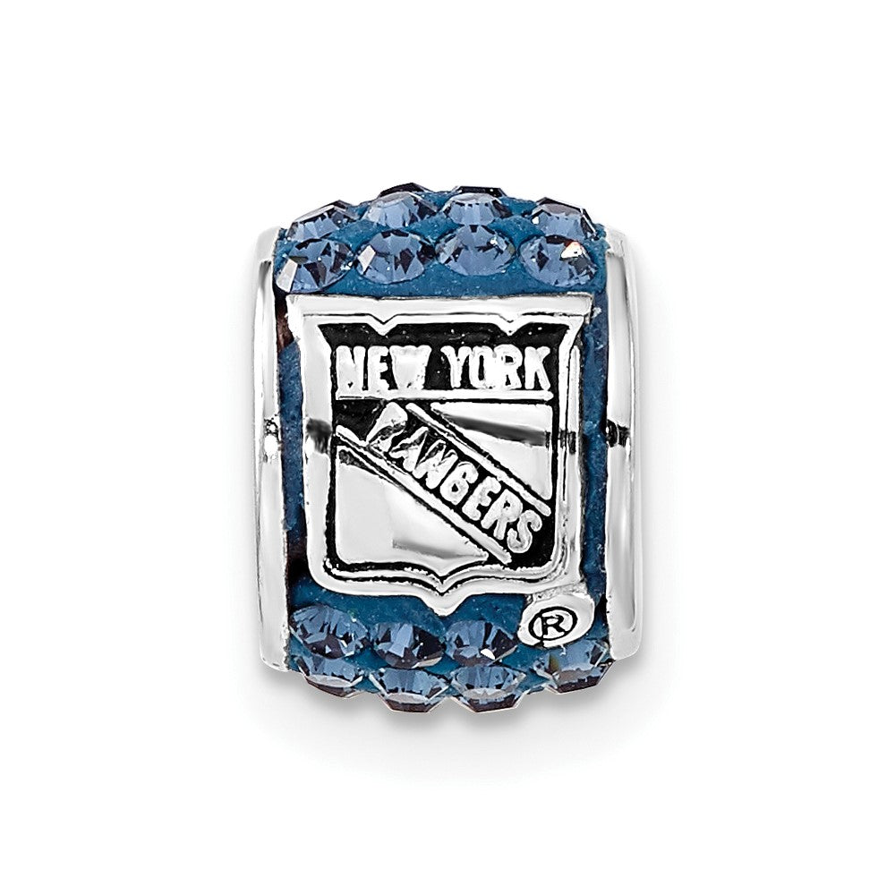 Sterling Silver NHL New York Rangers Polished Blue Crystal Bead Charm