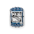 Sterling Silver NHL New York Rangers Polished Blue Crystal Bead Charm