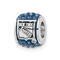 Sterling Silver NHL New York Rangers Polished Blue Crystal Bead Charm