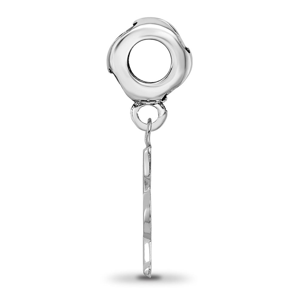 Sterling Silver Rh-Plated LogoArt Colorado Rockies CR on Heart Bead