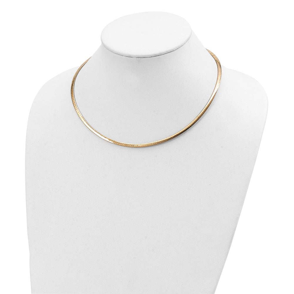 14k Two-tone 3mm Reversible White and Yellow Domed Omega Necklace