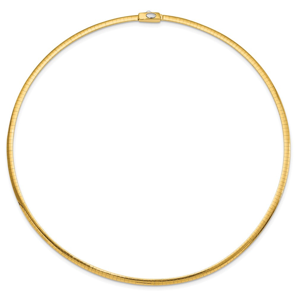14k Two-tone 3mm Reversible White and Yellow Domed Omega Necklace