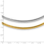 14k Two-tone 3mm Reversible White and Yellow Domed Omega Necklace