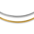 14k Two-tone 3mm Reversible White and Yellow Domed Omega Necklace