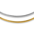 14k Two-tone 3mm Reversible White and Yellow Domed Omega Necklace