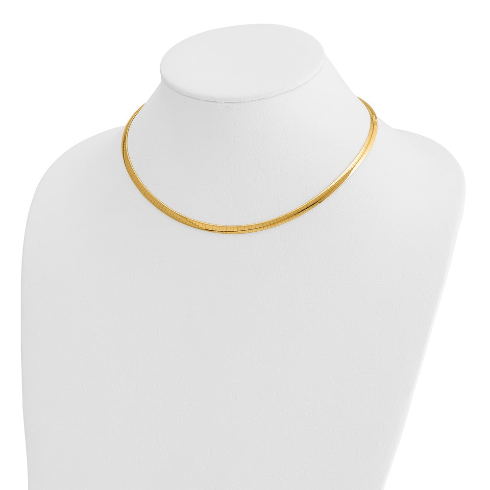 14k Two-tone 4mm Reversible White and Yellow Domed Omega Necklace