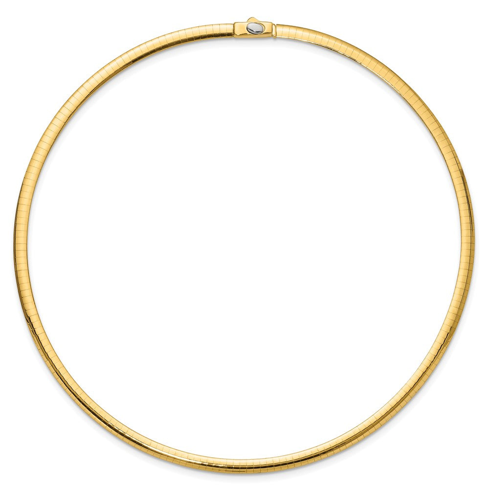 14k Two-tone 4mm Reversible White and Yellow Domed Omega Necklace