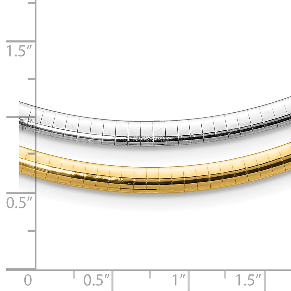14k Two-tone 4mm Reversible White and Yellow Domed Omega Necklace