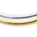14k Two-tone 4mm Reversible White and Yellow Domed Omega Necklace