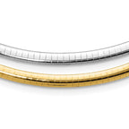 14k Two-tone 4mm Reversible White and Yellow Domed Omega Necklace