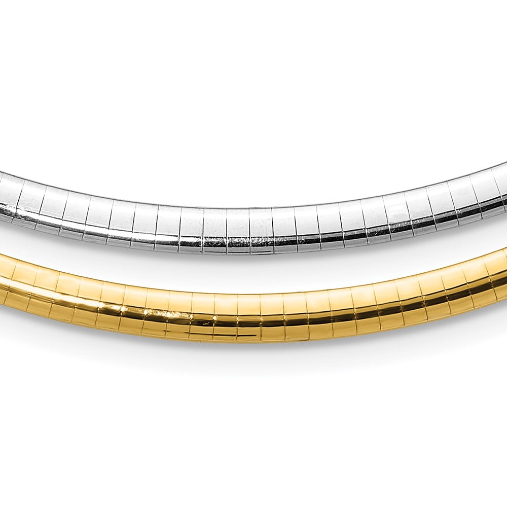 14k Two-tone 4mm Reversible White and Yellow Domed Omega Necklace