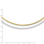 14k Two-tone 2mm Reversible White and Yellow 18 inch Omega Necklace Plus 2 inch Heart Chain Extender
