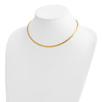 14k Two-tone 3mm Lightweight Reversible Omega Necklace Plus Heart Chain Extender