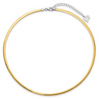 14k Two-tone 3mm Lightweight Reversible Omega Necklace Plus Heart Chain Extender