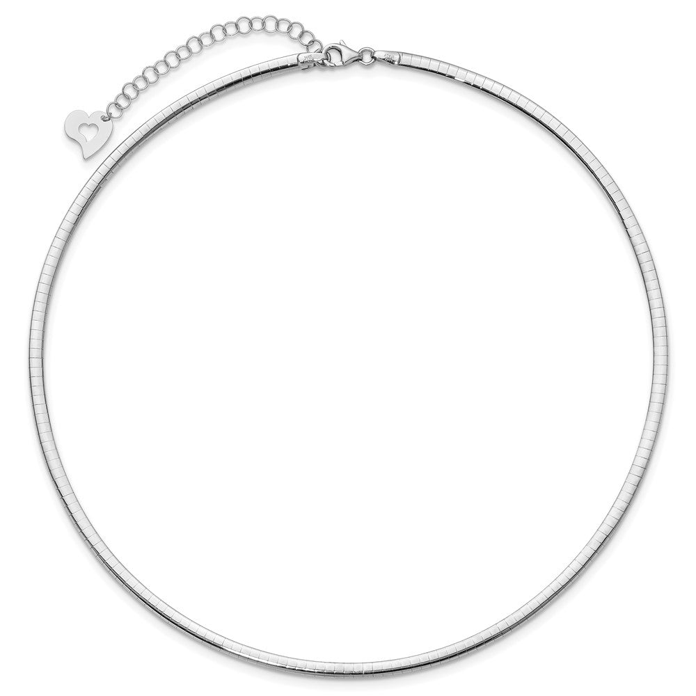 14k Two-tone 3mm Lightweight Reversible Omega Necklace Plus Heart Chain Extender