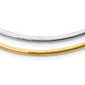 14k Two-tone 3mm Lightweight Reversible Omega Necklace Plus Heart Chain Extender