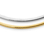 14k Two-tone 3mm Lightweight Reversible Omega Necklace Plus Heart Chain Extender
