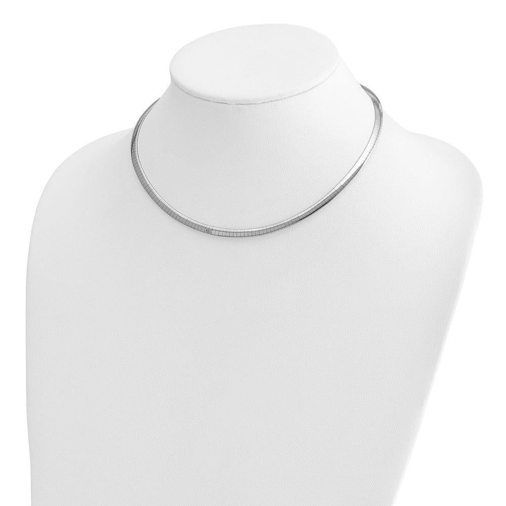 14k Two-tone 4mm Lightweight Reversible Omega Necklace Plus Heart Chain Extender