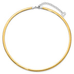 14k Two-tone 4mm Lightweight Reversible Omega Necklace Plus Heart Chain Extender