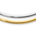 14k Two-tone 4mm Lightweight Reversible Omega Necklace Plus Heart Chain Extender