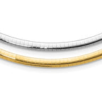 14k Two-tone 4mm Lightweight Reversible Omega Necklace Plus Heart Chain Extender