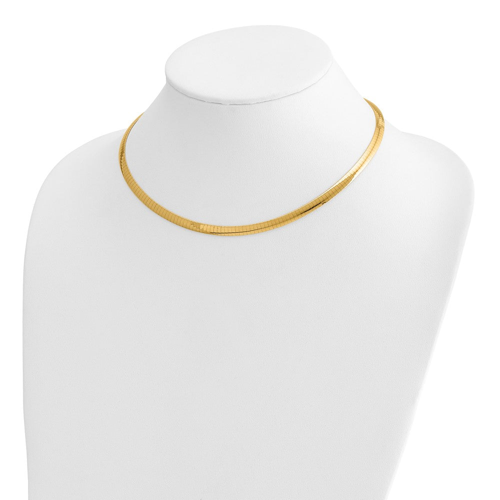 14k Two-tone 5mm Lightweight Reversible Omega Necklace Plus Heart Chain Extender