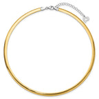 14k Two-tone 5mm Lightweight Reversible Omega Necklace Plus Heart Chain Extender