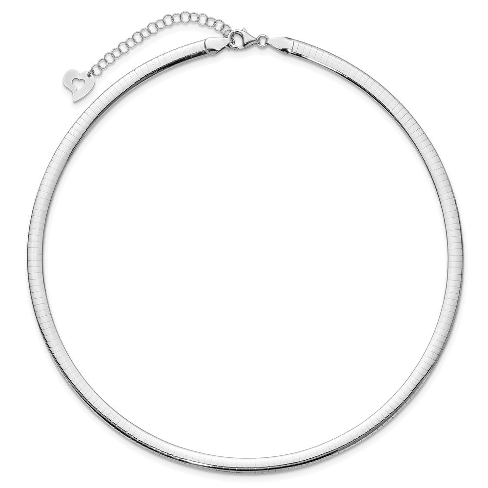 14k Two-tone 5mm Lightweight Reversible Omega Necklace Plus Heart Chain Extender
