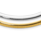 14k Two-tone 5mm Lightweight Reversible Omega Necklace Plus Heart Chain Extender