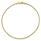 14K 1.7mm Ropa with Lobster Clasp Anklet