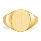 14k 10.0x11.5mm Oval Closed Back Signet Ring