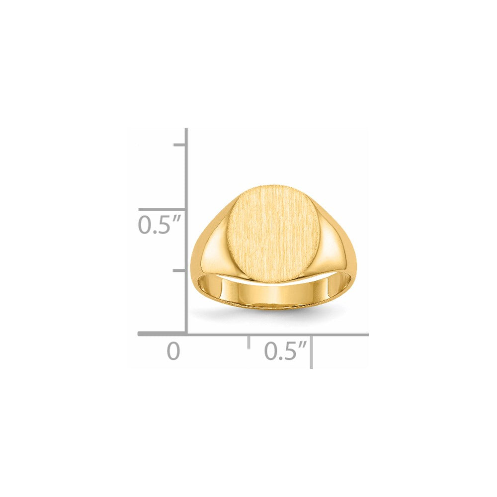 14k 10.0x11.5mm Oval Closed Back Signet Ring