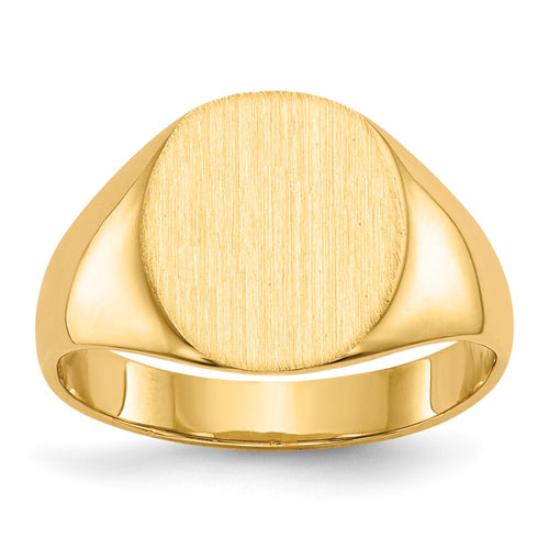 10k 11.5x10.0mm Oval Closed Back Signet Ring