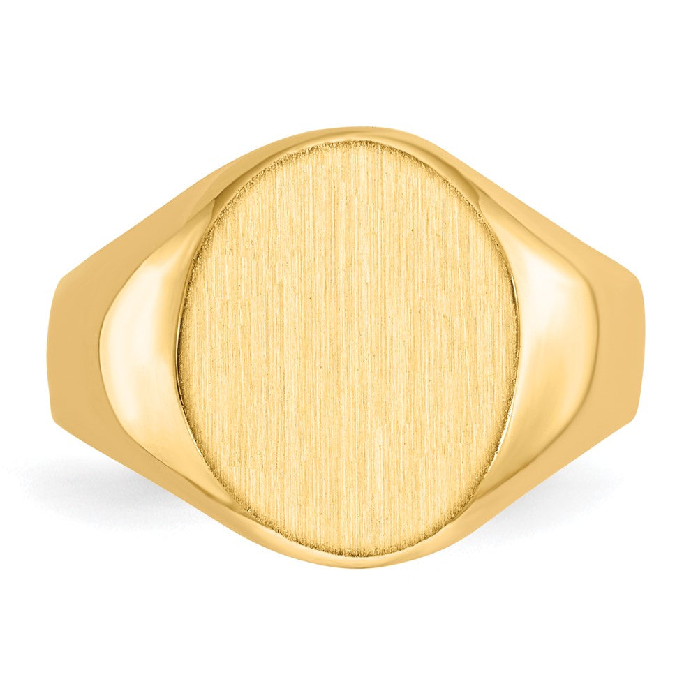 14k 11.0x12.5mm Oval Closed Back Signet Ring