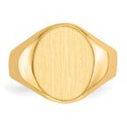 14k 11.0x12.5mm Oval Closed Back Signet Ring