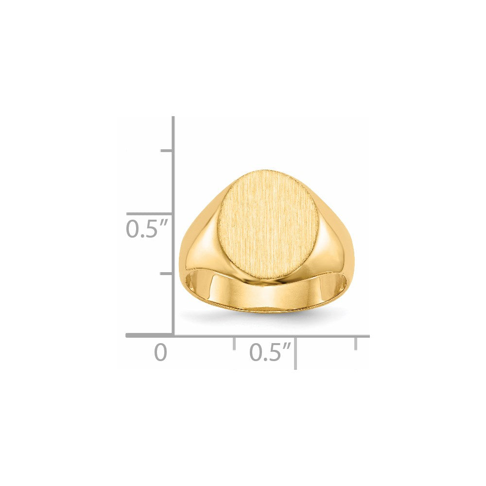 14k 11.0x12.5mm Oval Closed Back Signet Ring