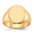 14k 11.0x12.5mm Oval Closed Back Signet Ring