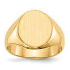 14k 11.0x12.5mm Oval Closed Back Signet Ring