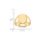 14k 11.5x13.0mm Oval Closed Back Mens Signet Ring