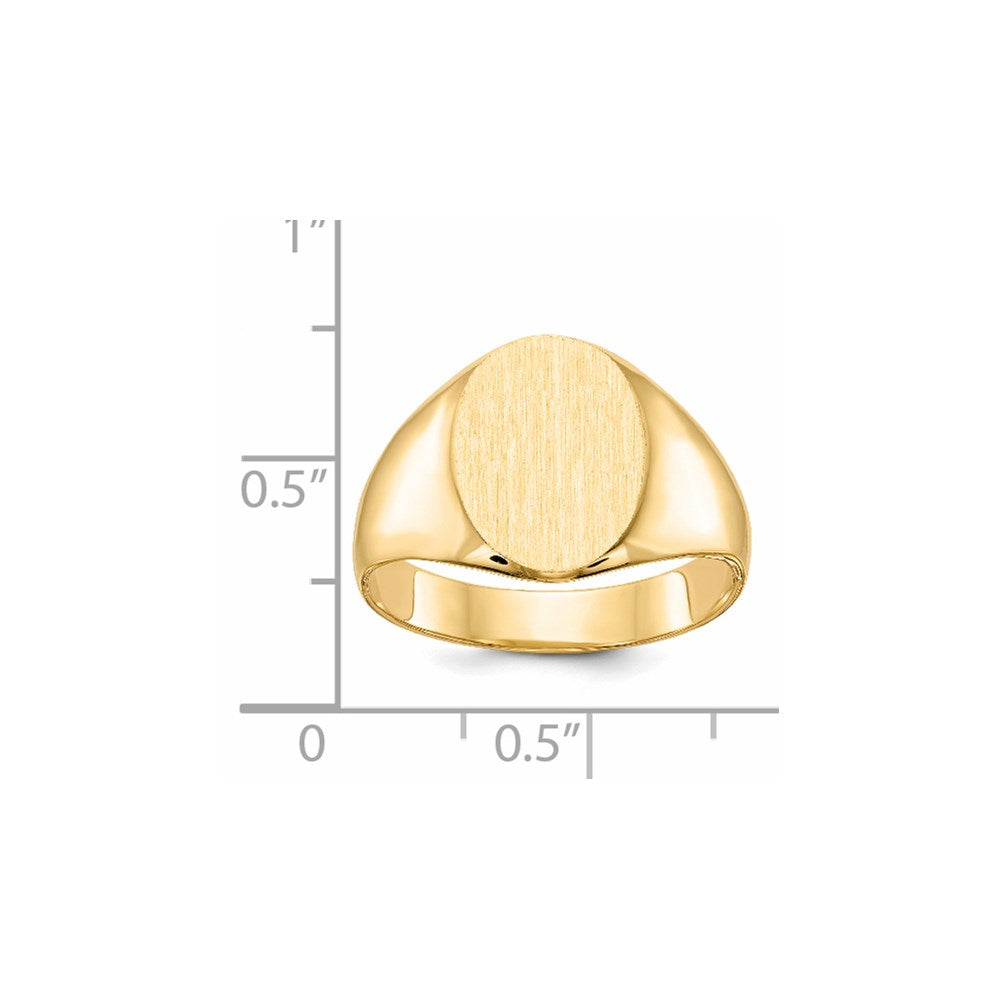 14k 11.5x13.0mm Oval Closed Back Mens Signet Ring