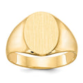 14k 11.5x13.0mm Oval Closed Back Mens Signet Ring